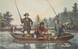 マスを捕まえる、パブ。 1854年、キュリアーとアイブス 作： American School